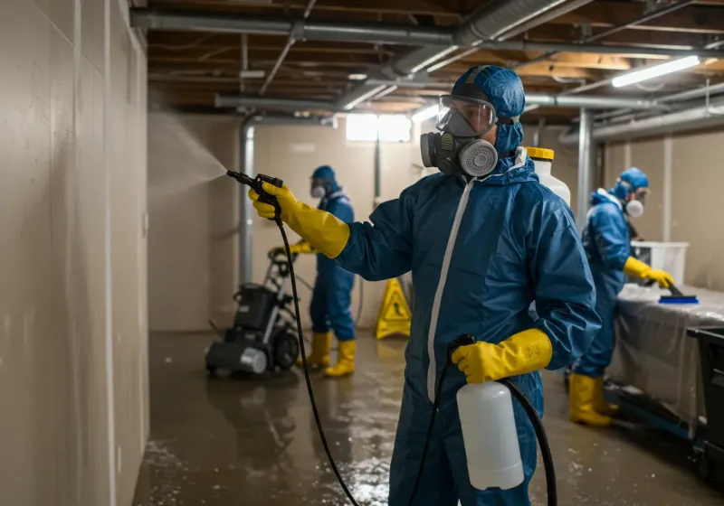 Basement Sanitization and Antimicrobial Treatment process in China Lake Acres, CA